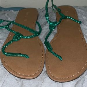 Women’s metallic green sandals